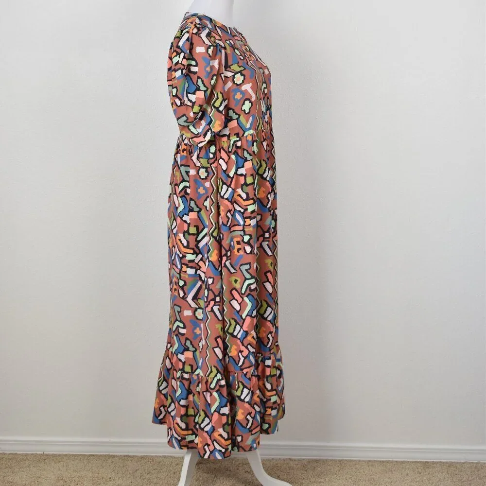 CROSBY Mollie Burch Abstract Printed Maxi Midi Dress - S - Picture 6 of 8